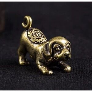 Brass Dog Puppy Animal Figure Small Sculpture Figurine Office Decor Gift New